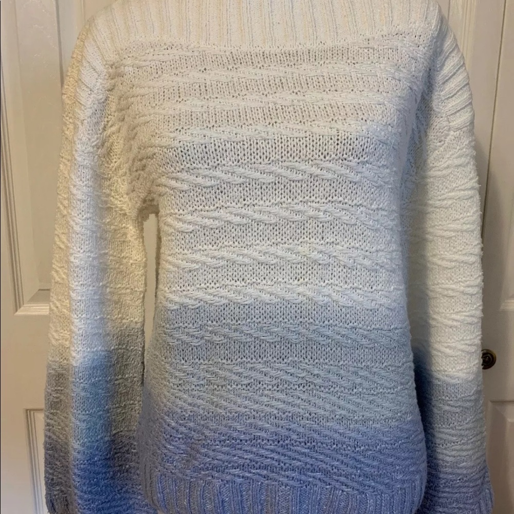 GAP Woman’s Boatneck ombré Sweater Top White Blue
